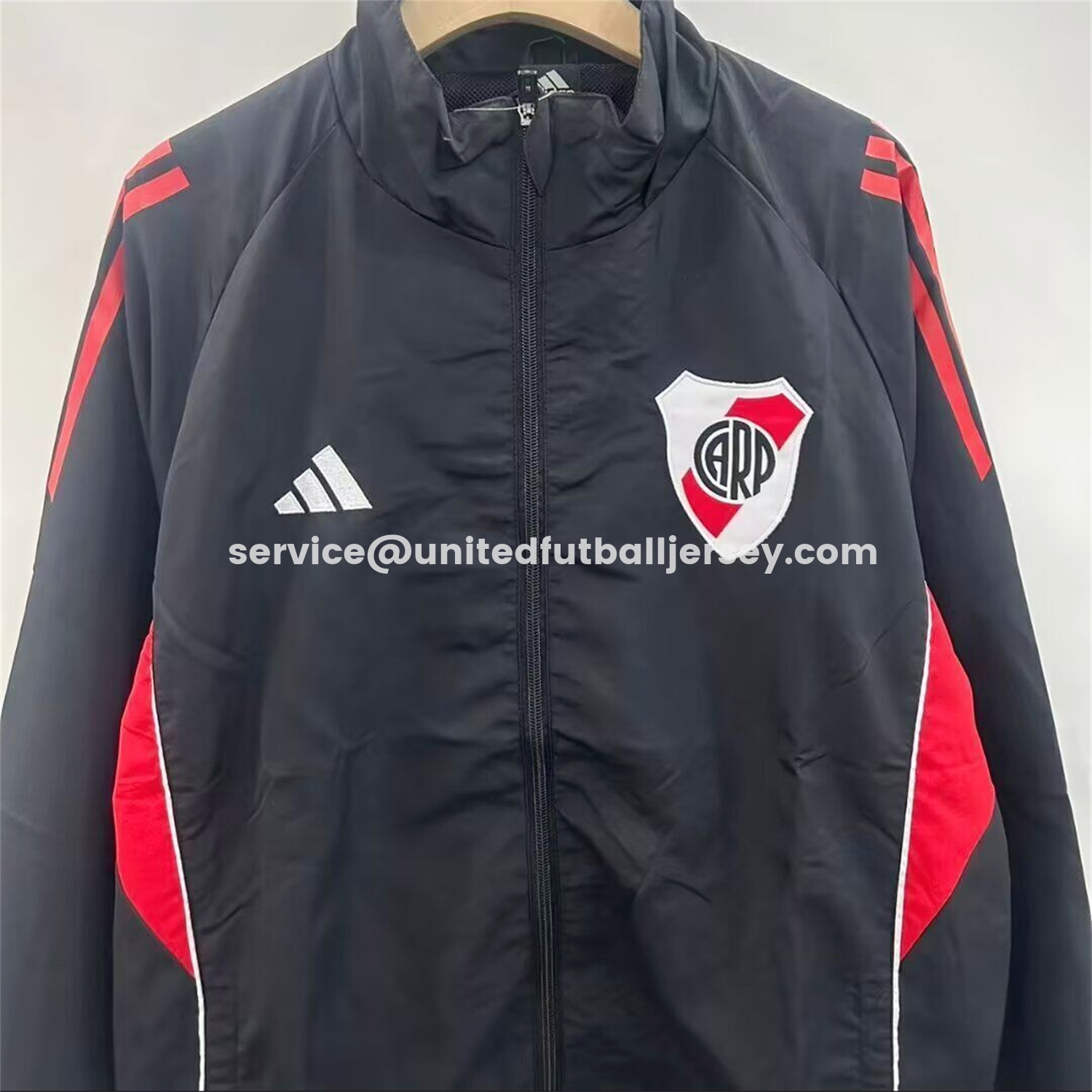unitedfutballjersey-River Plate 25-26 Training Windbreaker Jacket - Black With Red