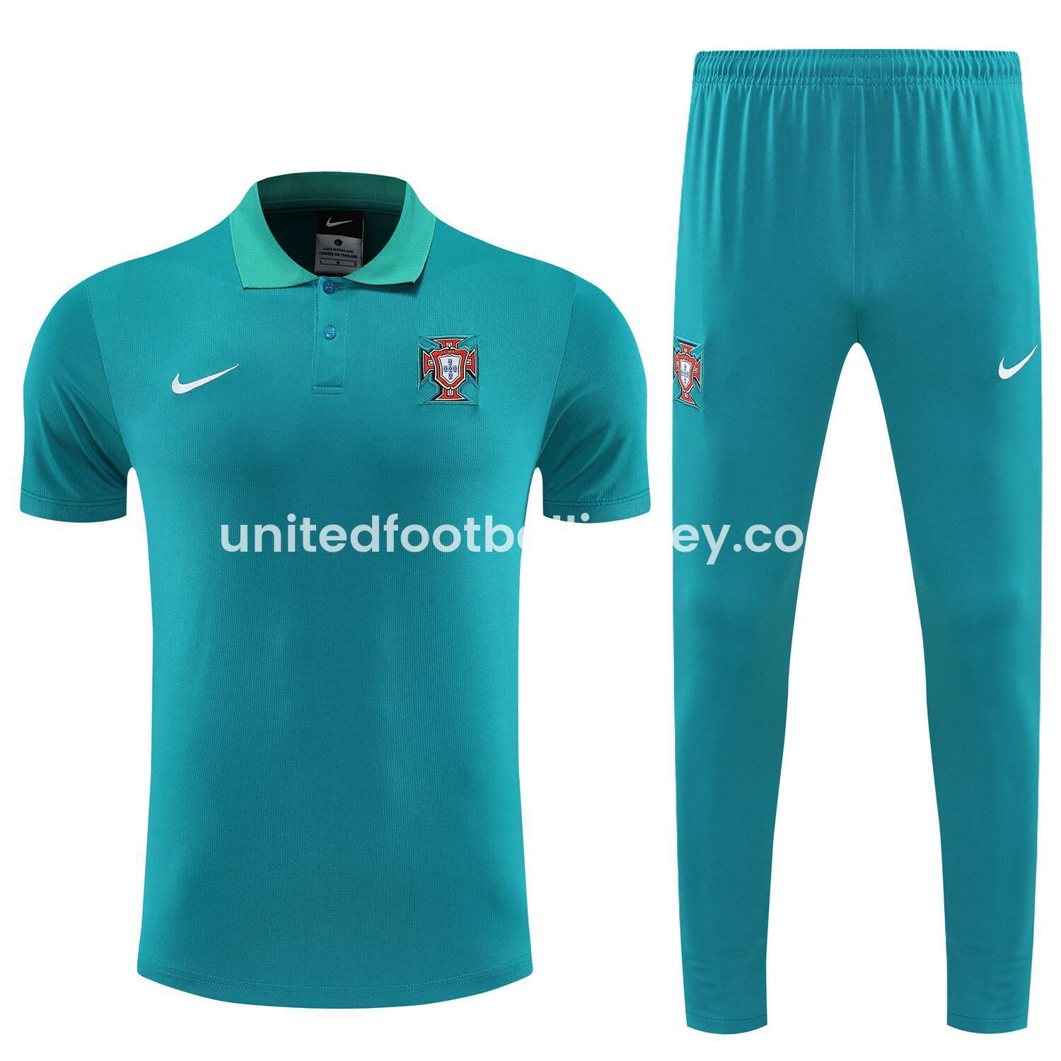 unitedfutballjersey-Portugal 25-26 POLO Short-Sleeve Training Set - Blue Green Top and Pants