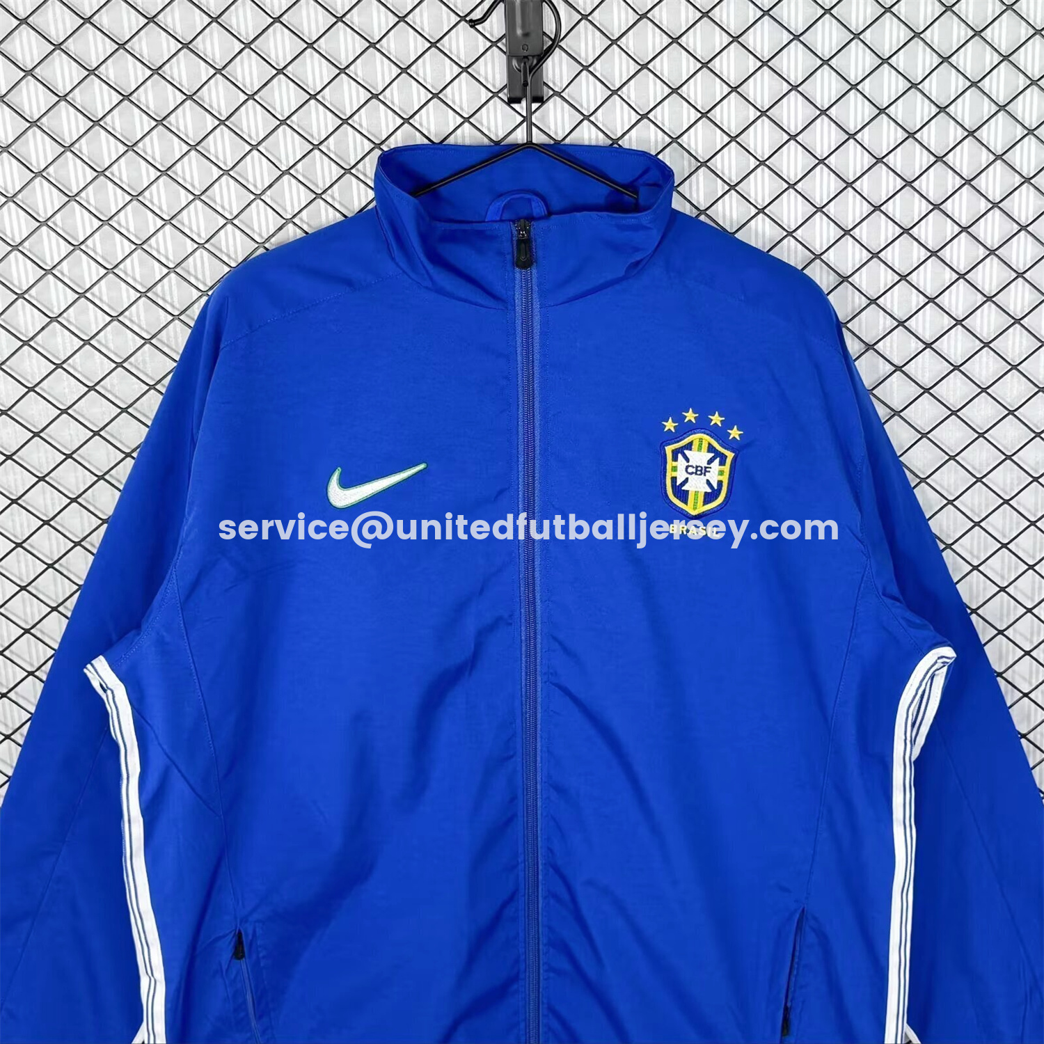 unitedfutballjersey-Retro Brazil 1998 Blue Windbreaker
