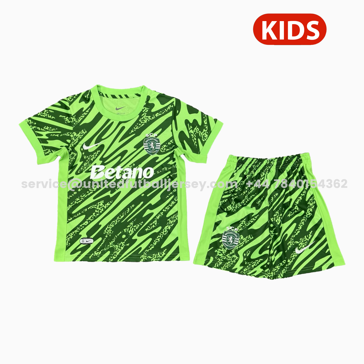 unitedfutballjersey-Sporting CP 25-26 Green Goalkeeper Kids Kit