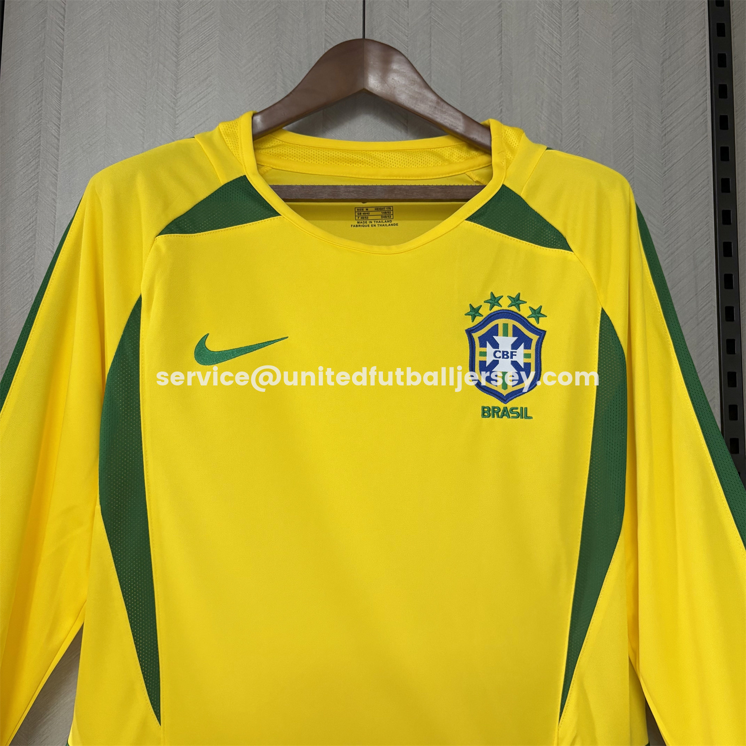 unitedfutballjersey-Retro Brazil 2002 Home Long Sleeves Jersey
