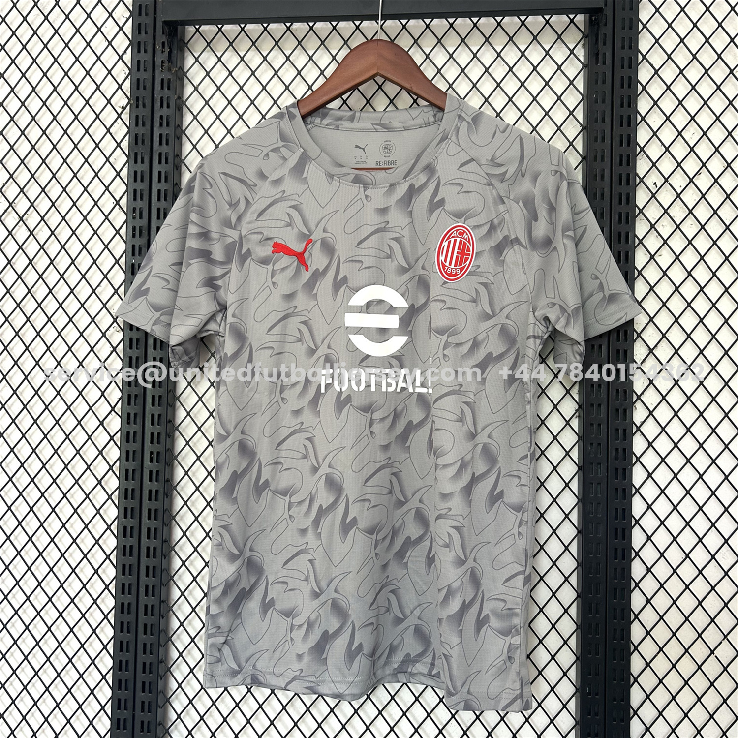 unitedfutballjersey-AC Milan 25-26 Grey Pre-Match Training Jersey - Fans Version