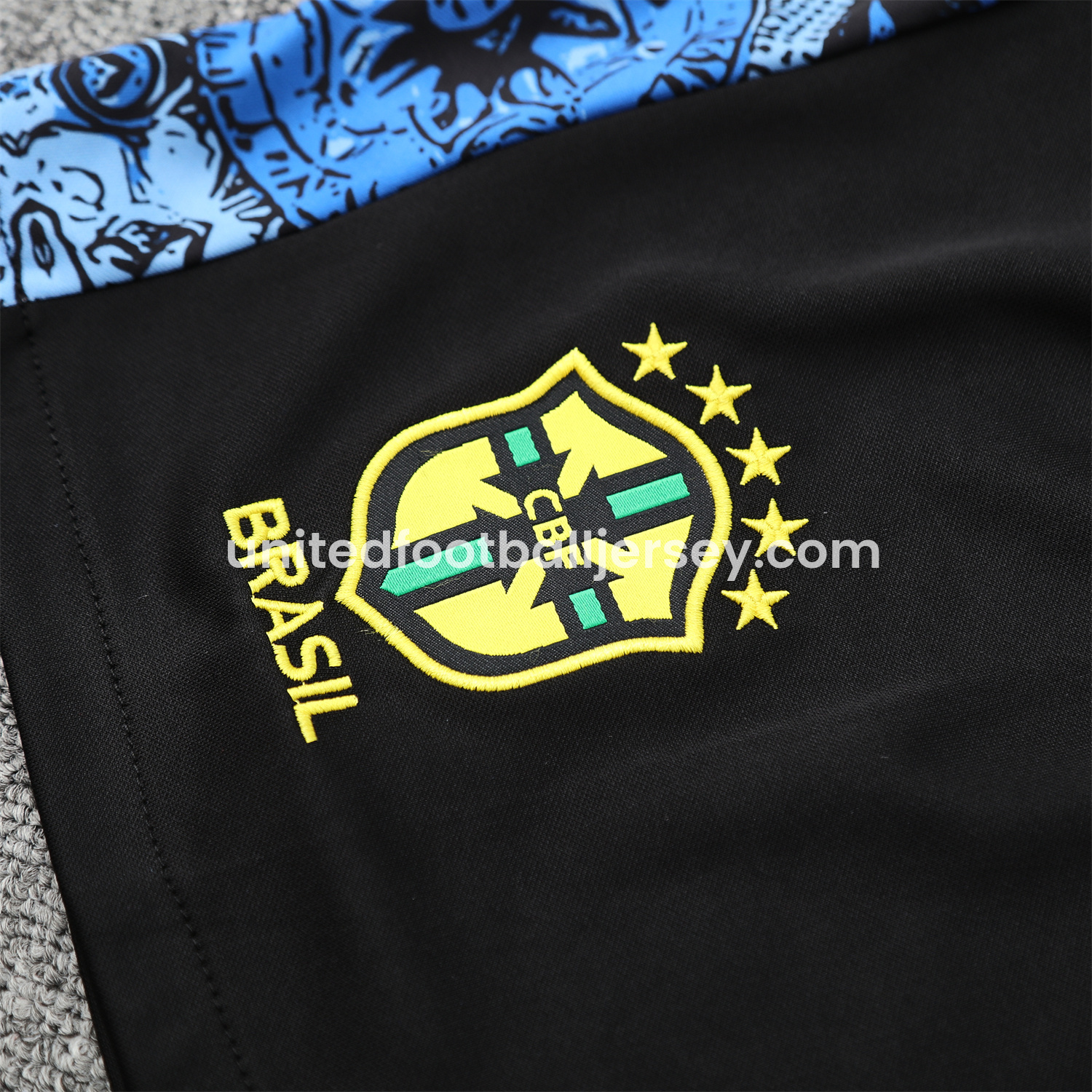 unitedfutballjersey-Brazil 25-26 Blue Jesus Statue Vest Training Set - Blue Vest & Black Shorts