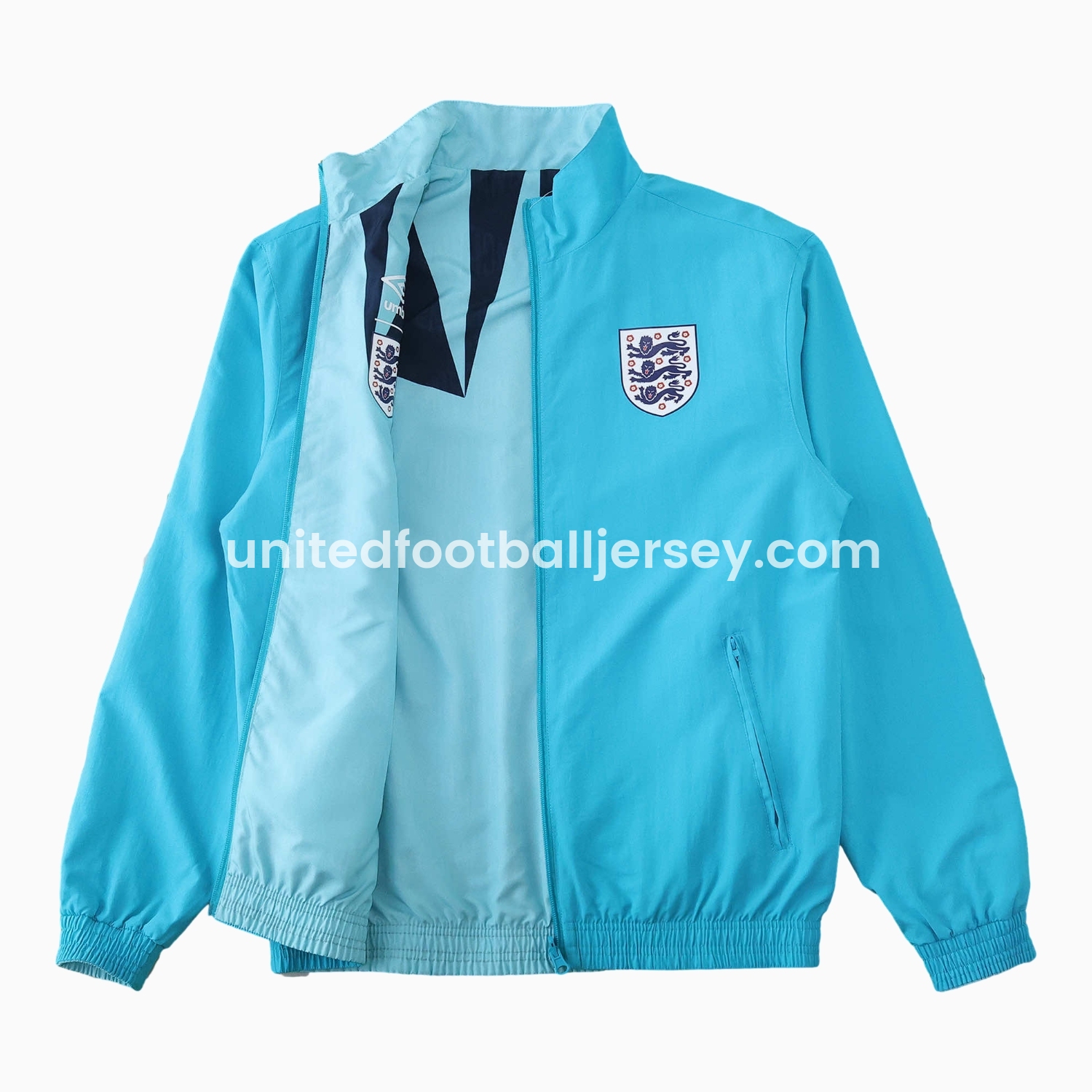 unitedfutballjersey-Retro England 1992 Double Sided Reversible Windbreaker - Blue & Green