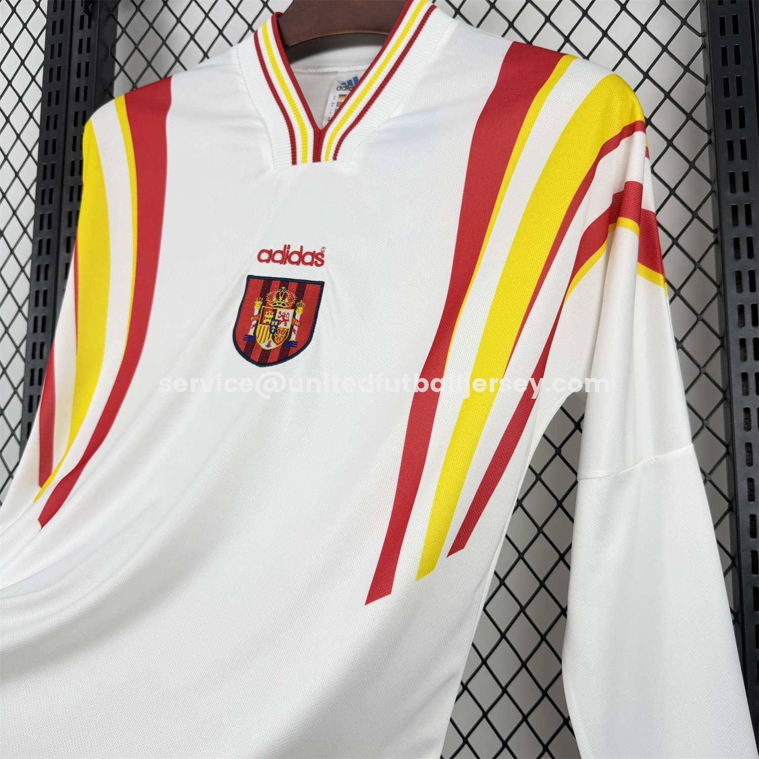 Retro Spain 1996 Away Long Sleeves Jersey - Fans Version:football jersey mysite: unitedjerseyfootball 邓江浪:football