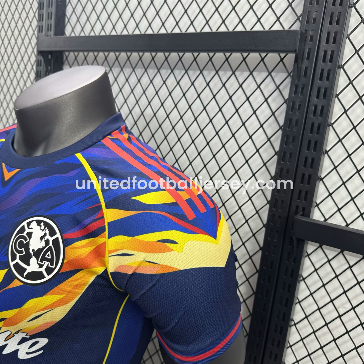 unitedfutballjersey-Club América 25-26 V-Shaped Camouflage Pattern Deep Blue Jersey - Player Version
