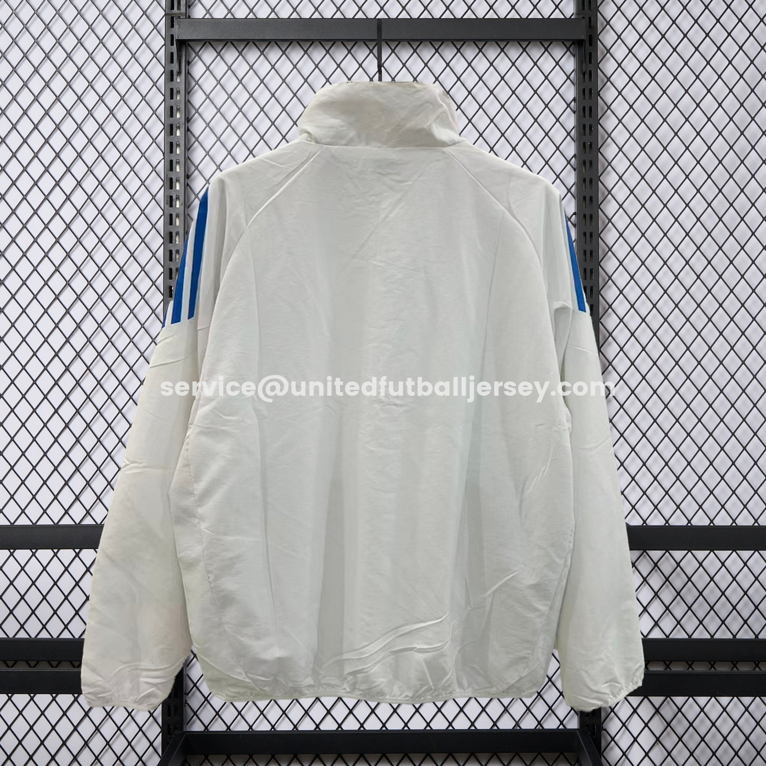 unitedfutballjersey-Real Madrid 25-26 White With Blue Special Windbreaker Jacket