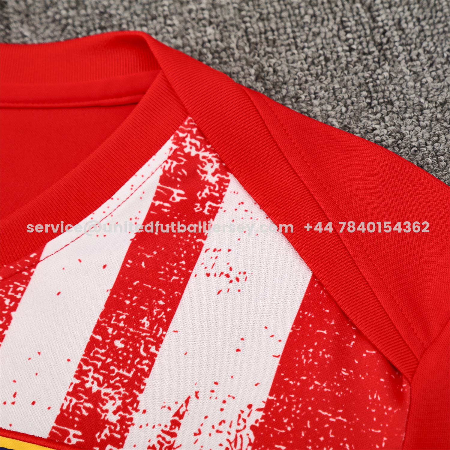 unitedfutballjersey-Atletico Madrid Short-Sleeve Training Set - Red White Top & Blue Shorts