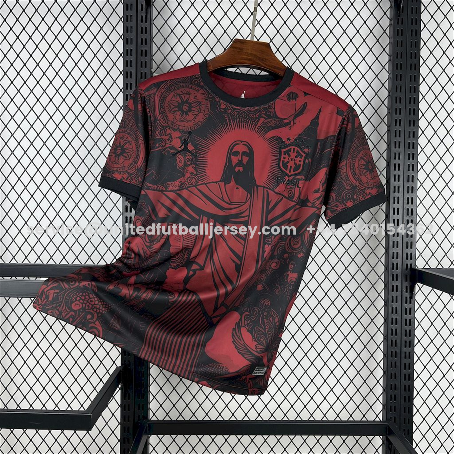 unitedfutballjersey-Brazil 25-26 Jordan Black Jesus Statue Red Special Jersey - Fans Version