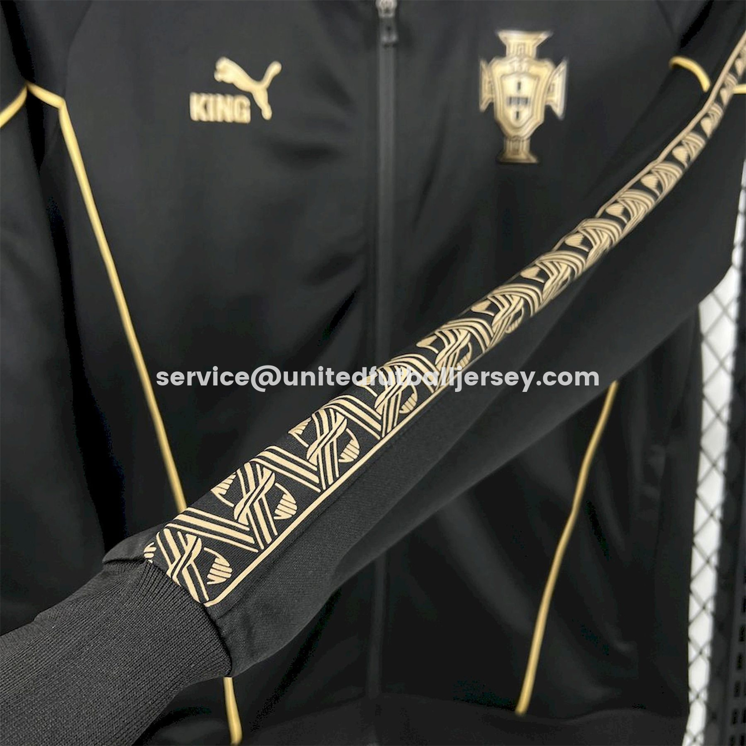 unitedfutballjersey-Portugal 25-26 Eusebio Special Windbreaker Training Set - Black White Top and Pants