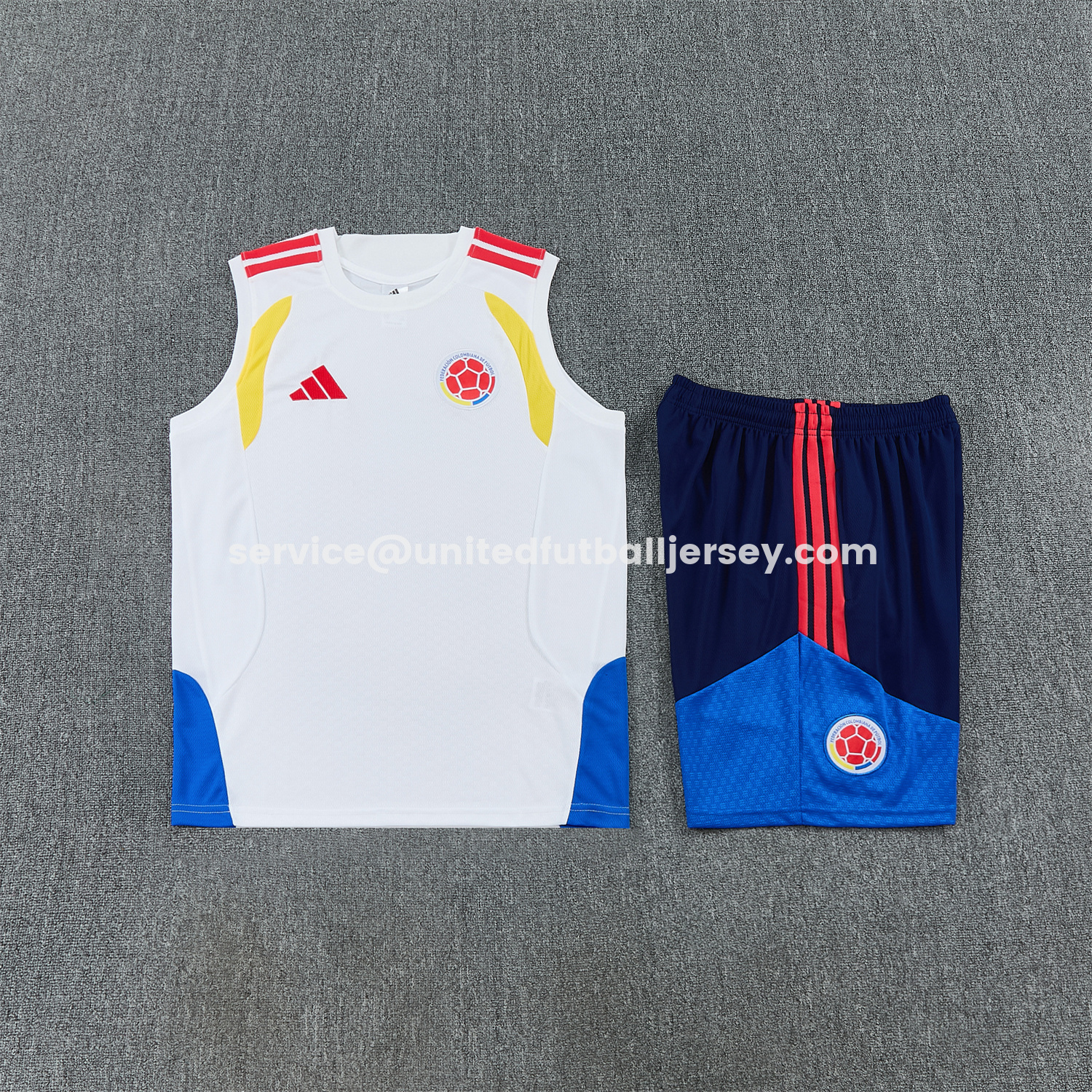 unitedfutballjersey-Colombia 2026 Vest Training Set - White Vest and Blue Shorts