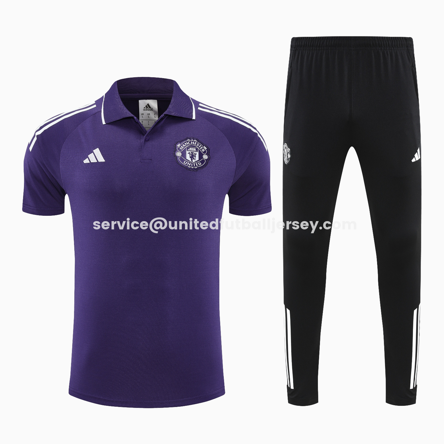 unitedfutballjersey-Manchester United 25-26 POLO Short-Sleeve Training Set - Purple Top and Black Pants