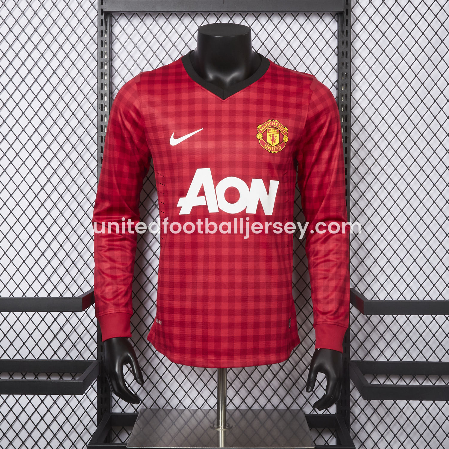 unitedfutballjersey-Retro Manchester United 2012-13 Home Long Sleeve Jersey - Player Version
