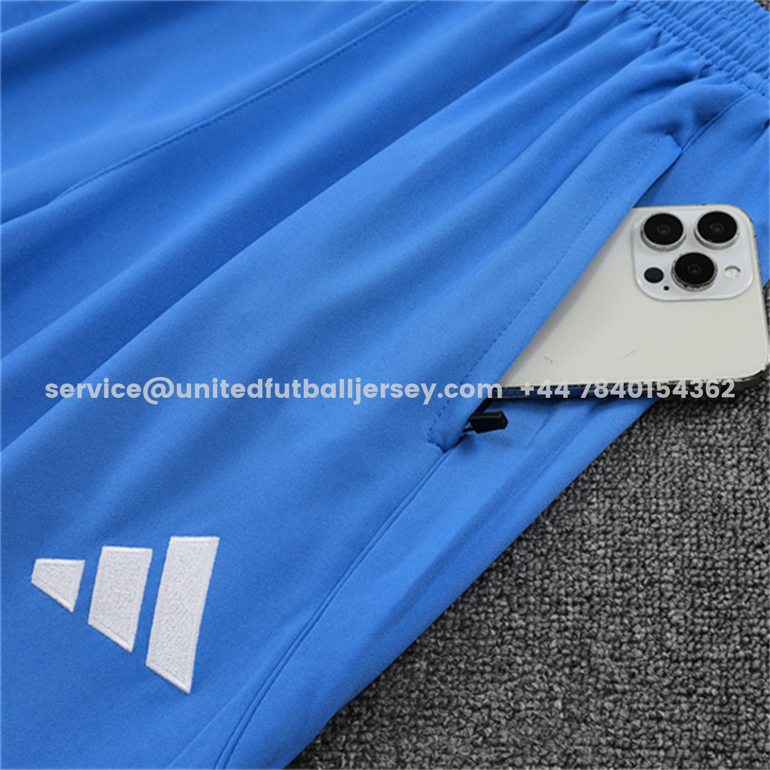 unitedfutballjersey-Real Madrid 25-26 Long Sleeve Training Set - White Top & Blue Pants