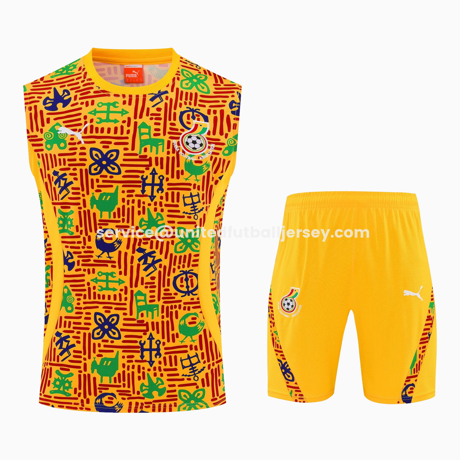 unitedfutballjersey-Ghana 2026 Vest Training Set - Yellow Vest and Shorts