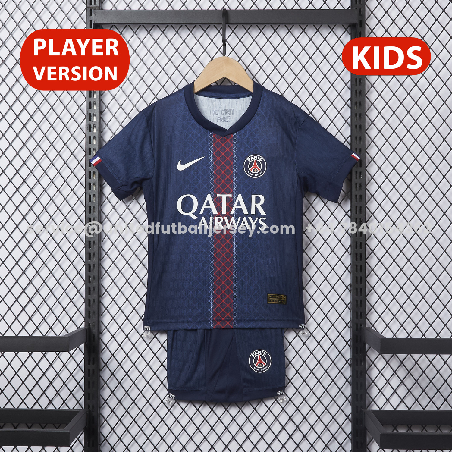 unitedfutballjersey-Paris Saint-Germain PSG 25-26 Home Kids Kit - Player Version
