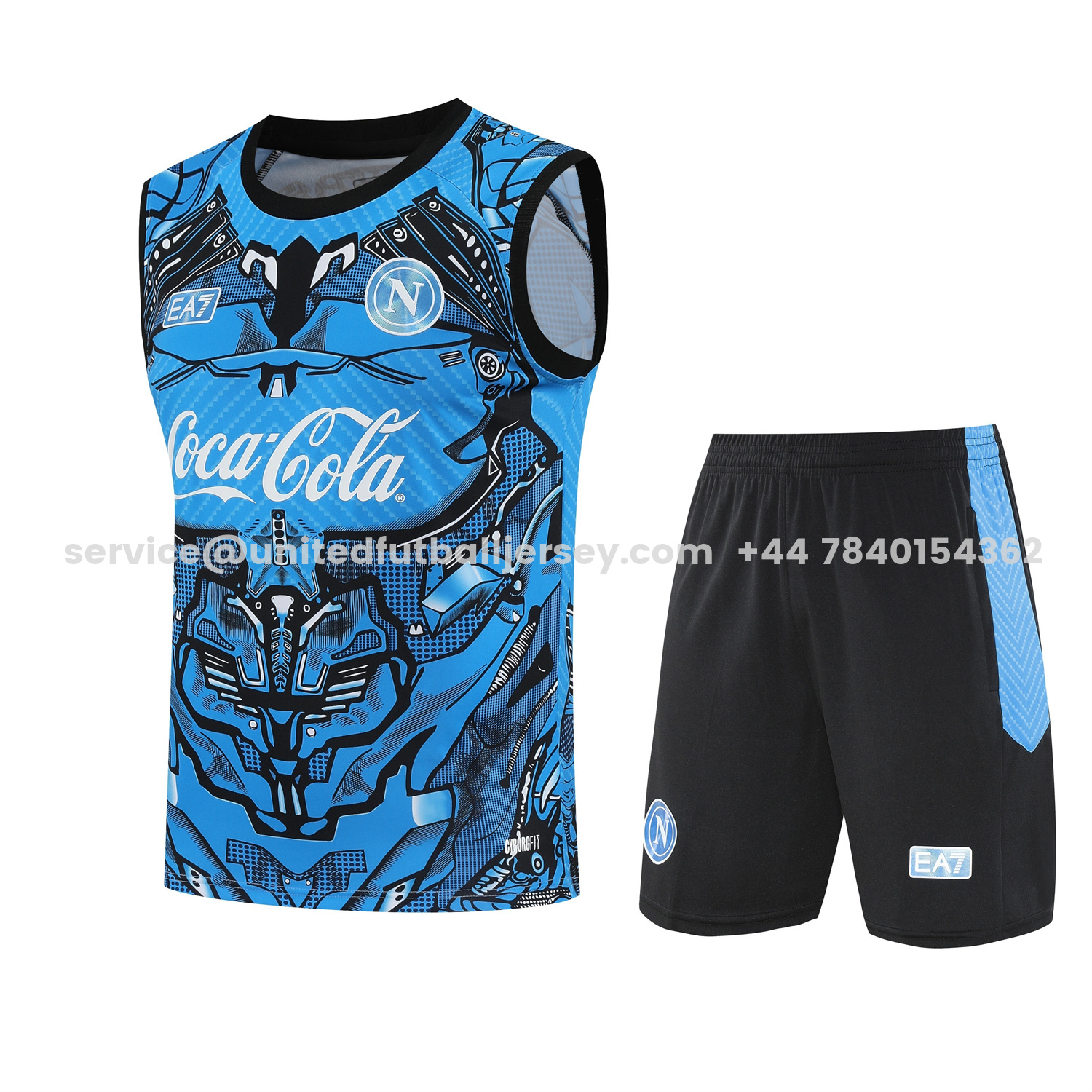 unitedfutballjersey-Napoli 25-26 Vest Training Set - Blue Mecha Vest & Black Shorts