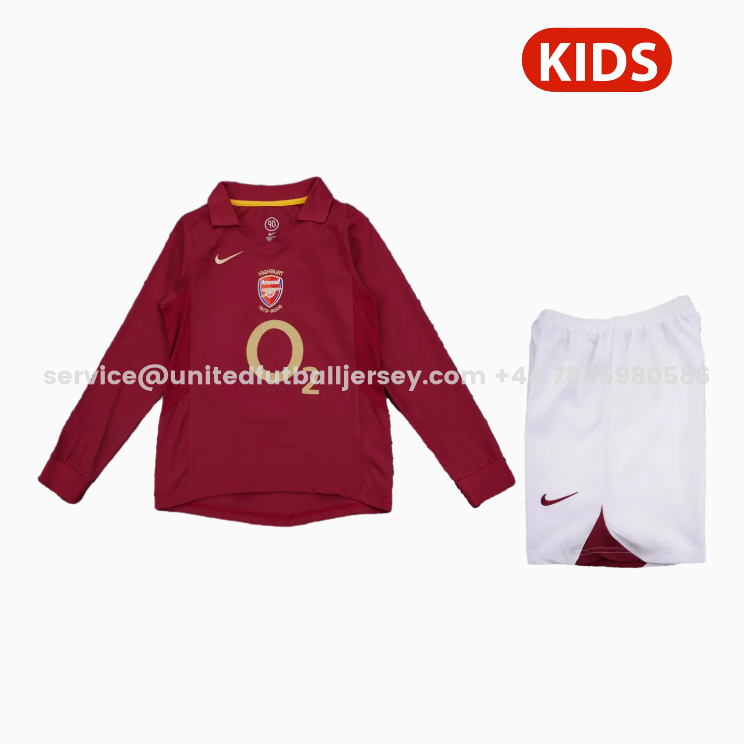 unitedfutballjersey-Retro Arsenal 2005-06 Home Long Sleeves Kids Kit