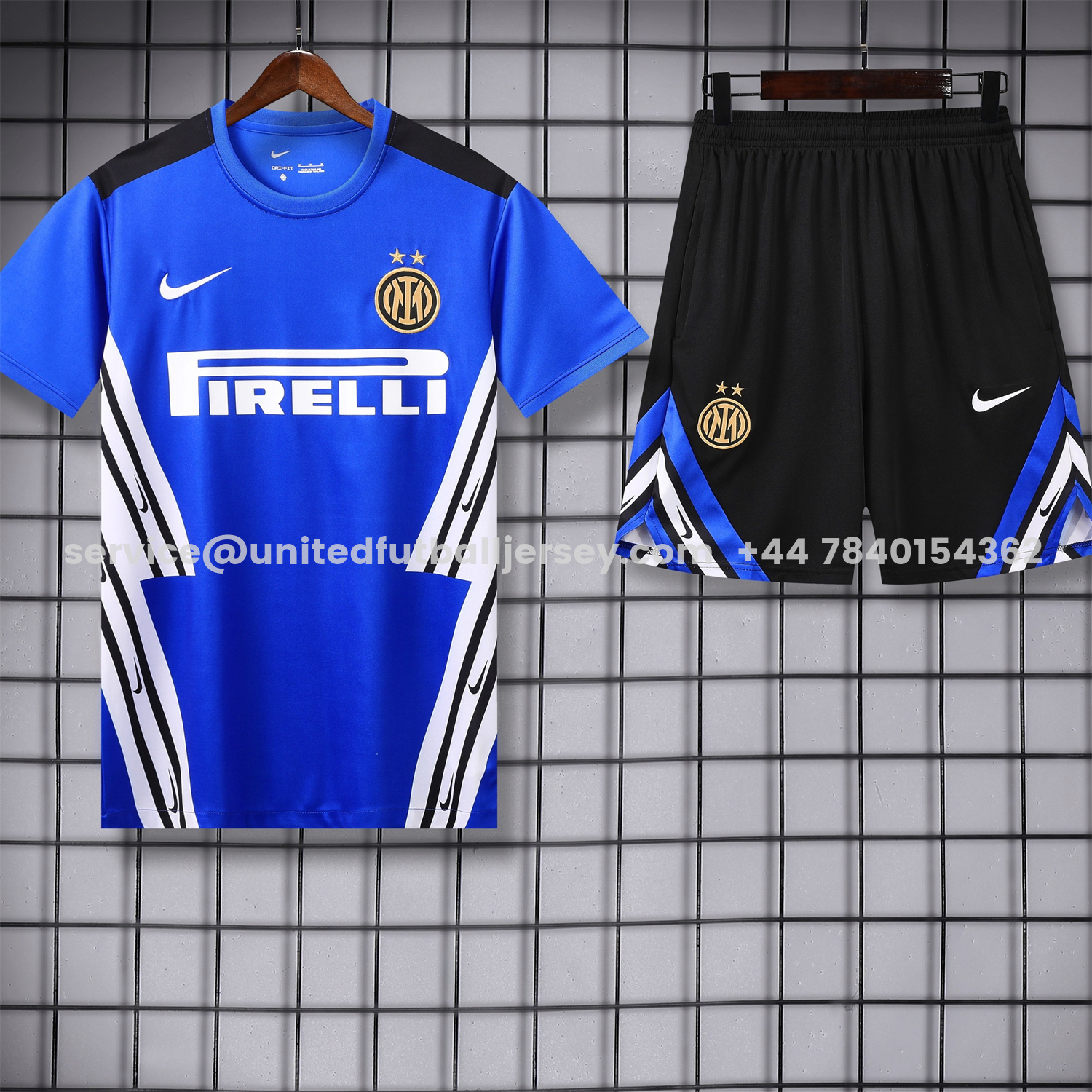 unitedfutballjersey-Inter Milan 25-26 Short-Sleeve Training Set - Blue Top & Black Shorts
