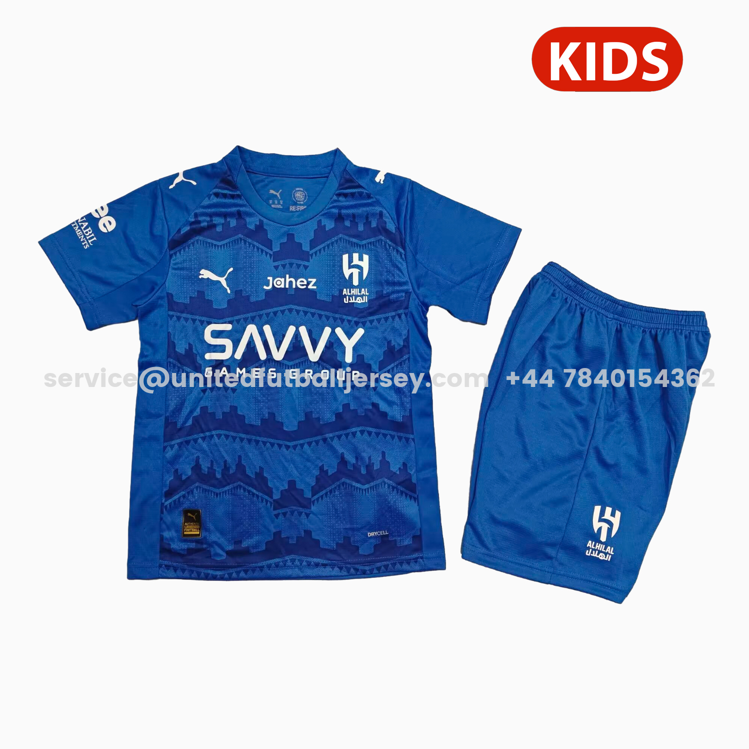 unitedfutballjersey-Al Hilal Riyadh Crescent 25-26 Home Kids Kit