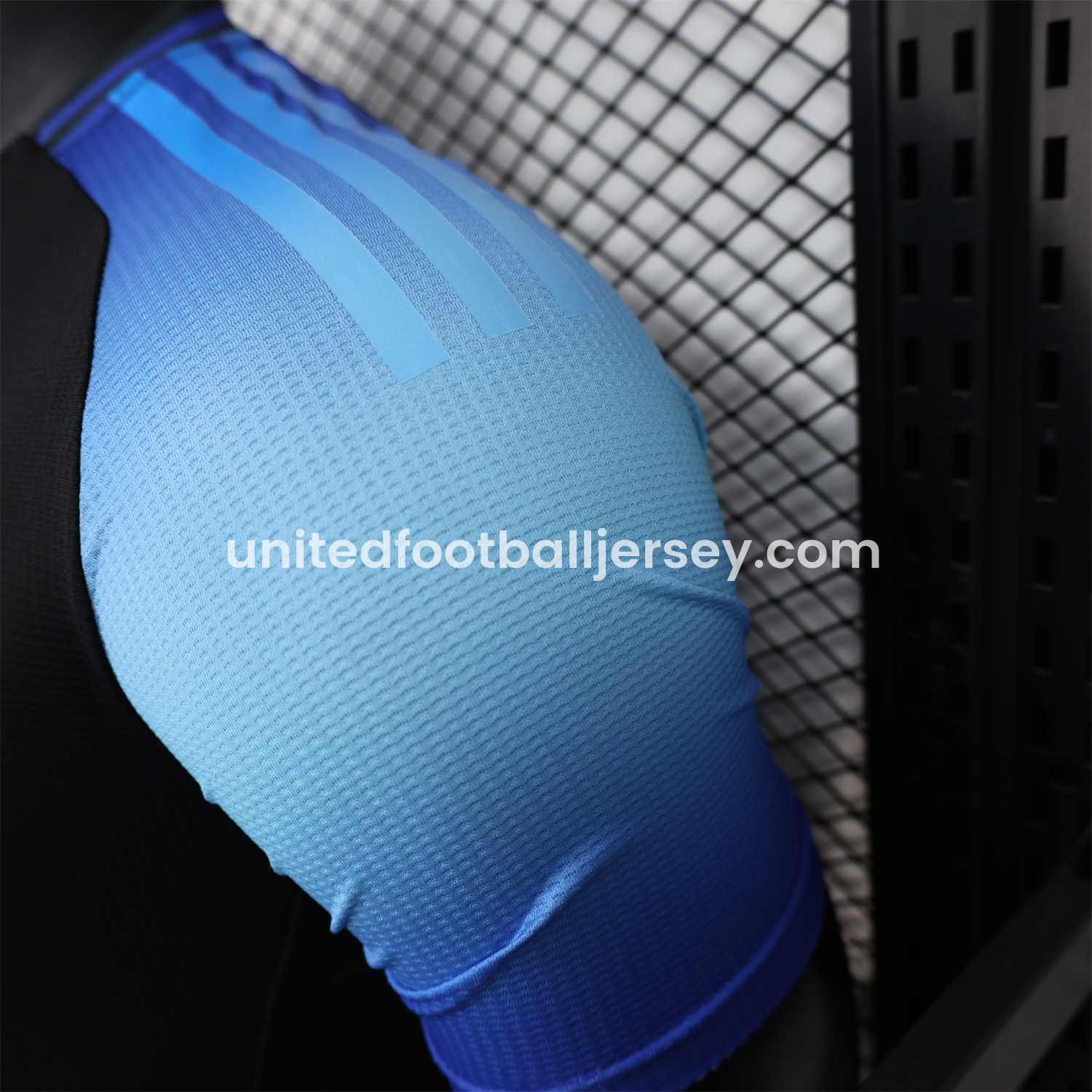 unitedfutballjersey-Algeria 25-26 Pure Black with Blue Sleeves Jersey - Player Version