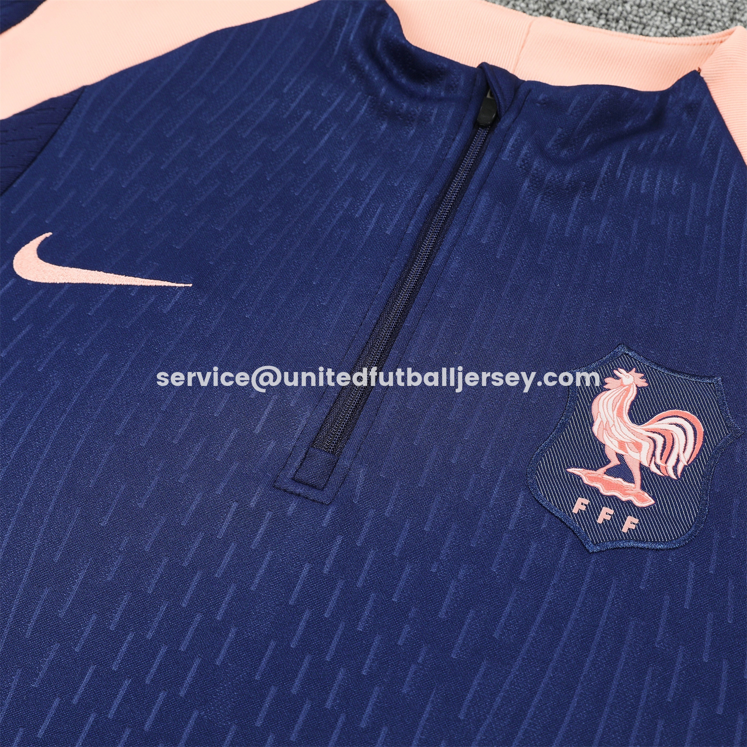 unitedfutballjersey-France 2026 Long Sleeve Training Set - Dark With Pink Top and Pants