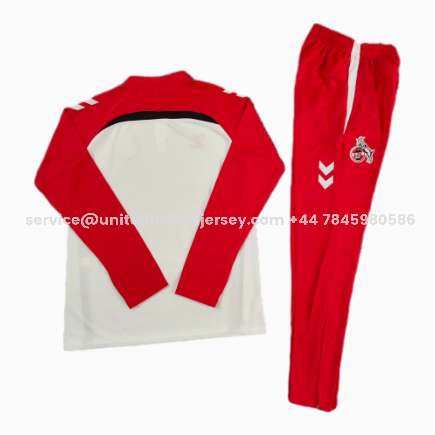 unitedfutballjersey-Köln 25-26 Long Sleeve Training Set - White Red Top & Red Pants