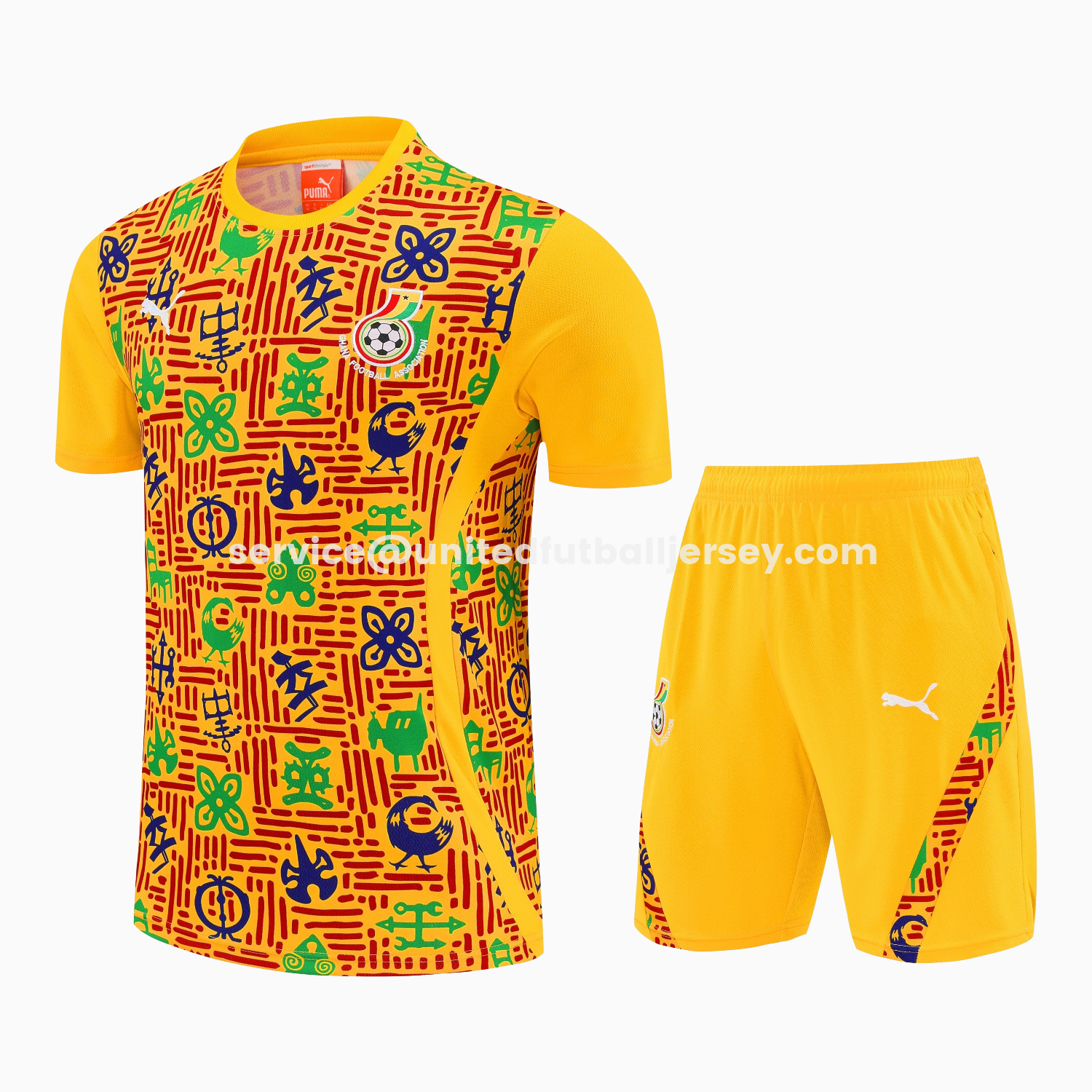 unitedfutballjersey-Ghana 2026 Short-Sleeve Training Set - Yellow Top and Shorts