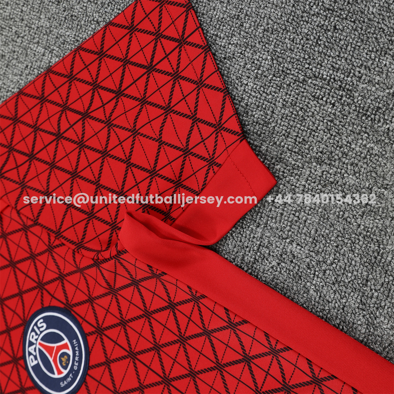 unitedfutballjersey-Paris Saint-Germain PSG 25-26 Short-Sleeve Training Set - Red Top & Deep Blue Shorts