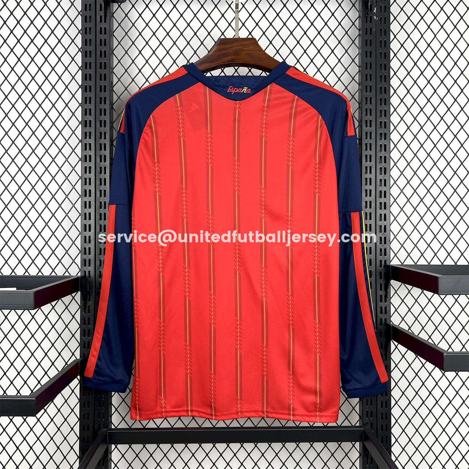 unitedfutballjersey-Spain 2026 Home Red Long Sleeves Jersey - Fans Version