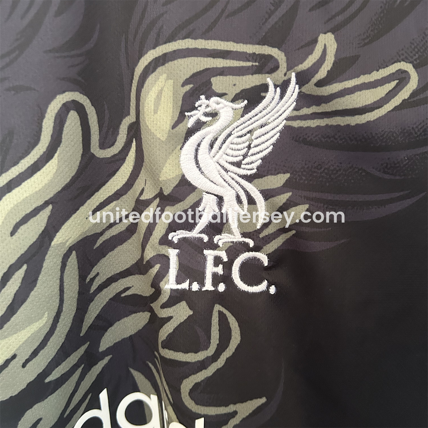 unitedfutballjersey-Liver.pool 25-26 Gray Green Liver.pool Bird Black Jersey - Fans Version