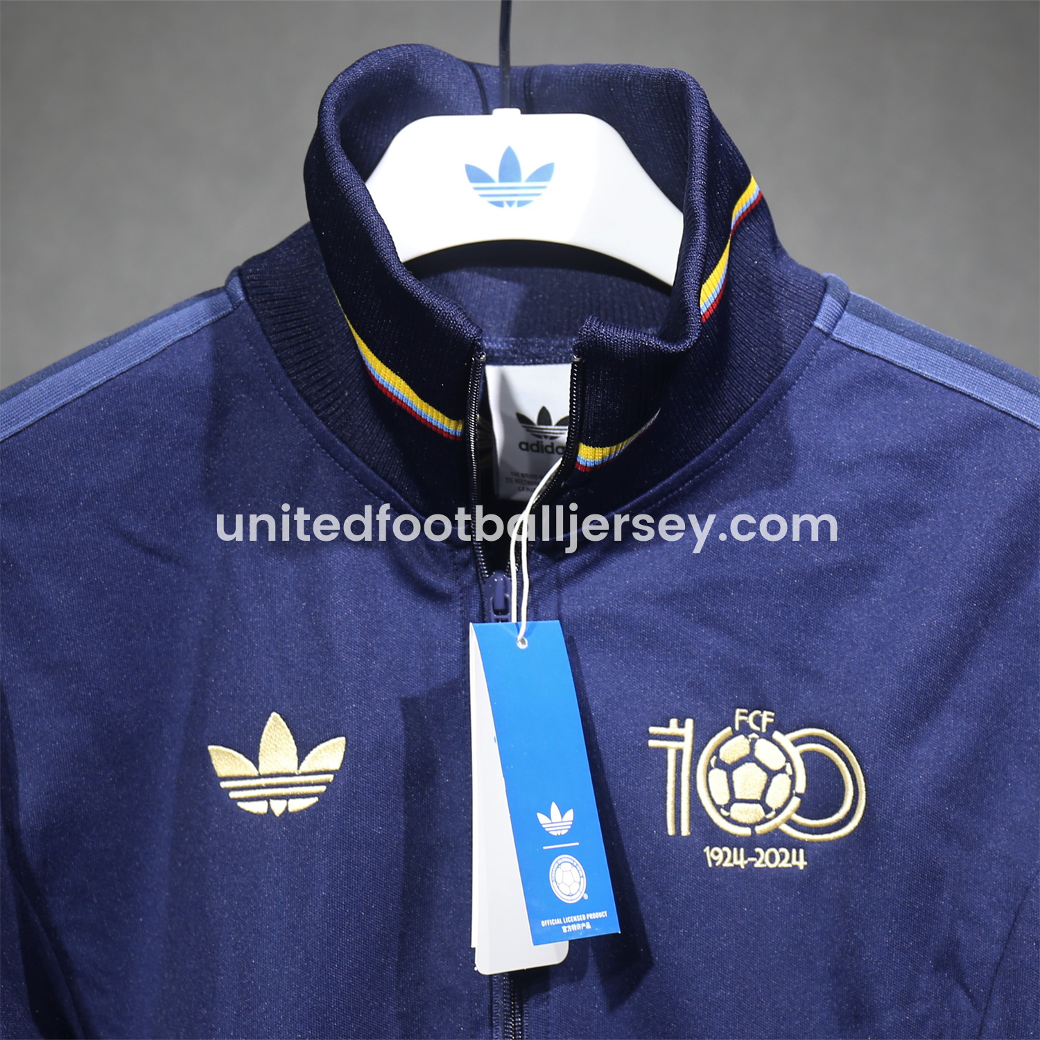 unitedfutballjersey-Colombia 2024 100th Anniversary Jacket Training Tracksuit - Deep Blue