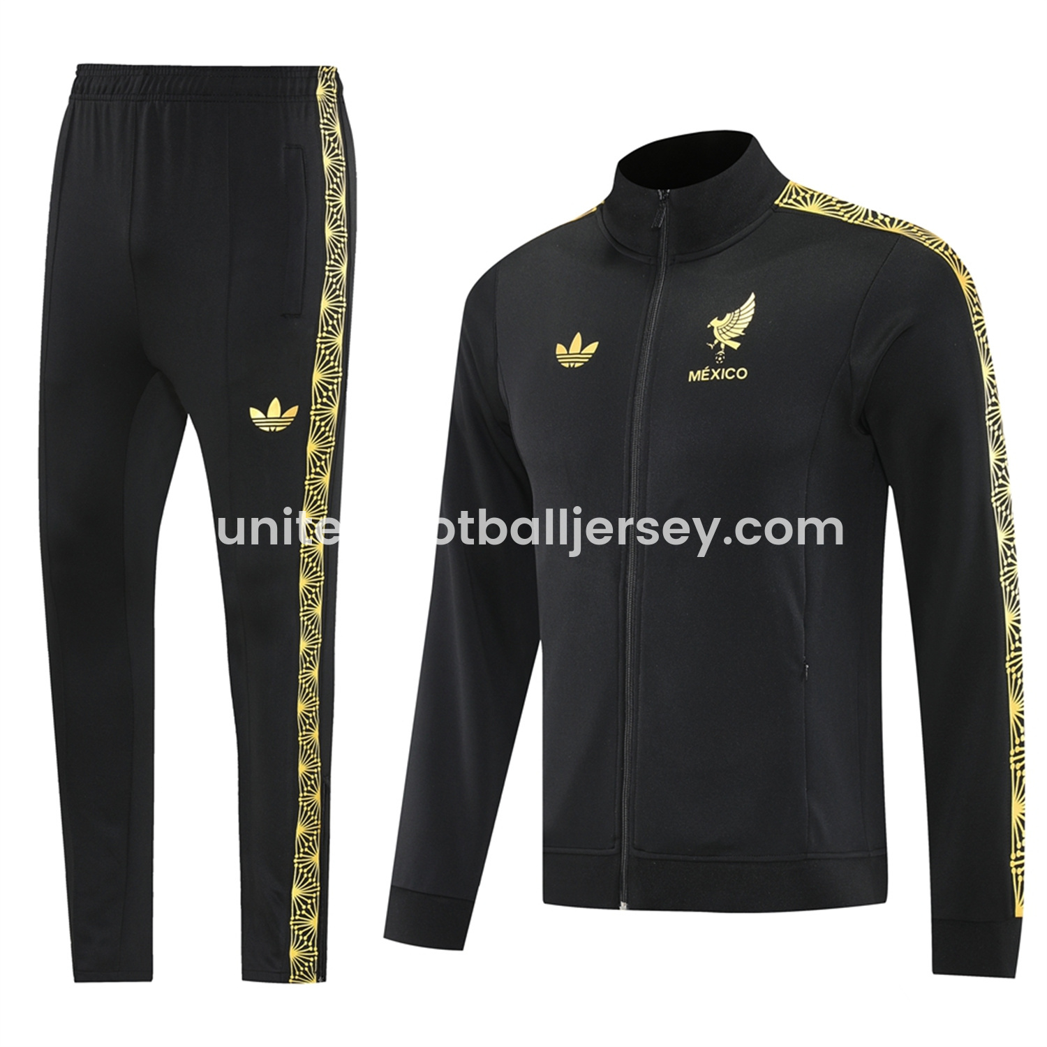 unitedfutballjersey-Kids Mexico 2025 Gold Cup Kids Jacket Training Tracksuit - Black Top & Pants