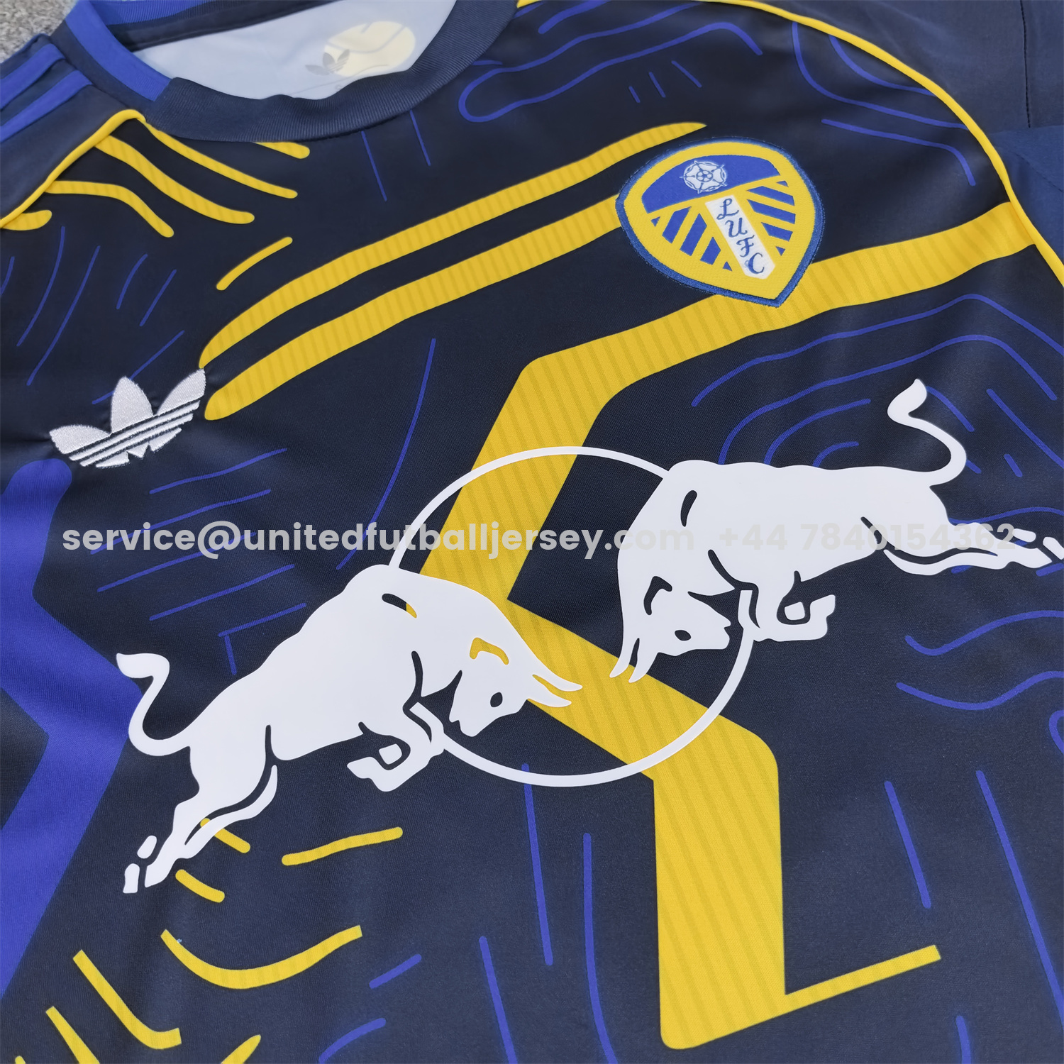 unitedfutballjersey-Leeds United 25-26 Yellow Stripes Blue Special Jersey - Fans Version