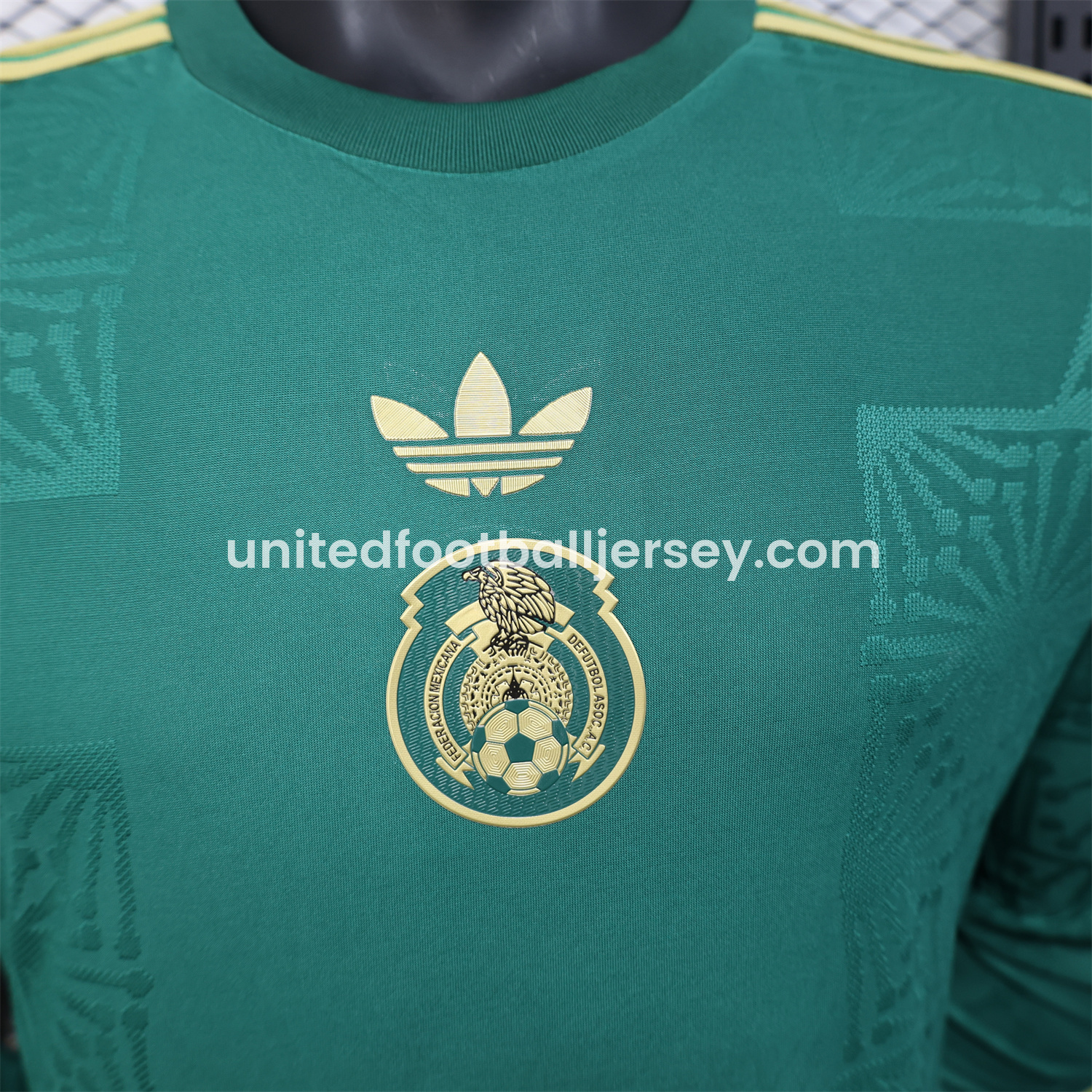 unitedfutballjersey-Mexico 2025 Gold Cup Green Long Sleeves Jersey - Player Version