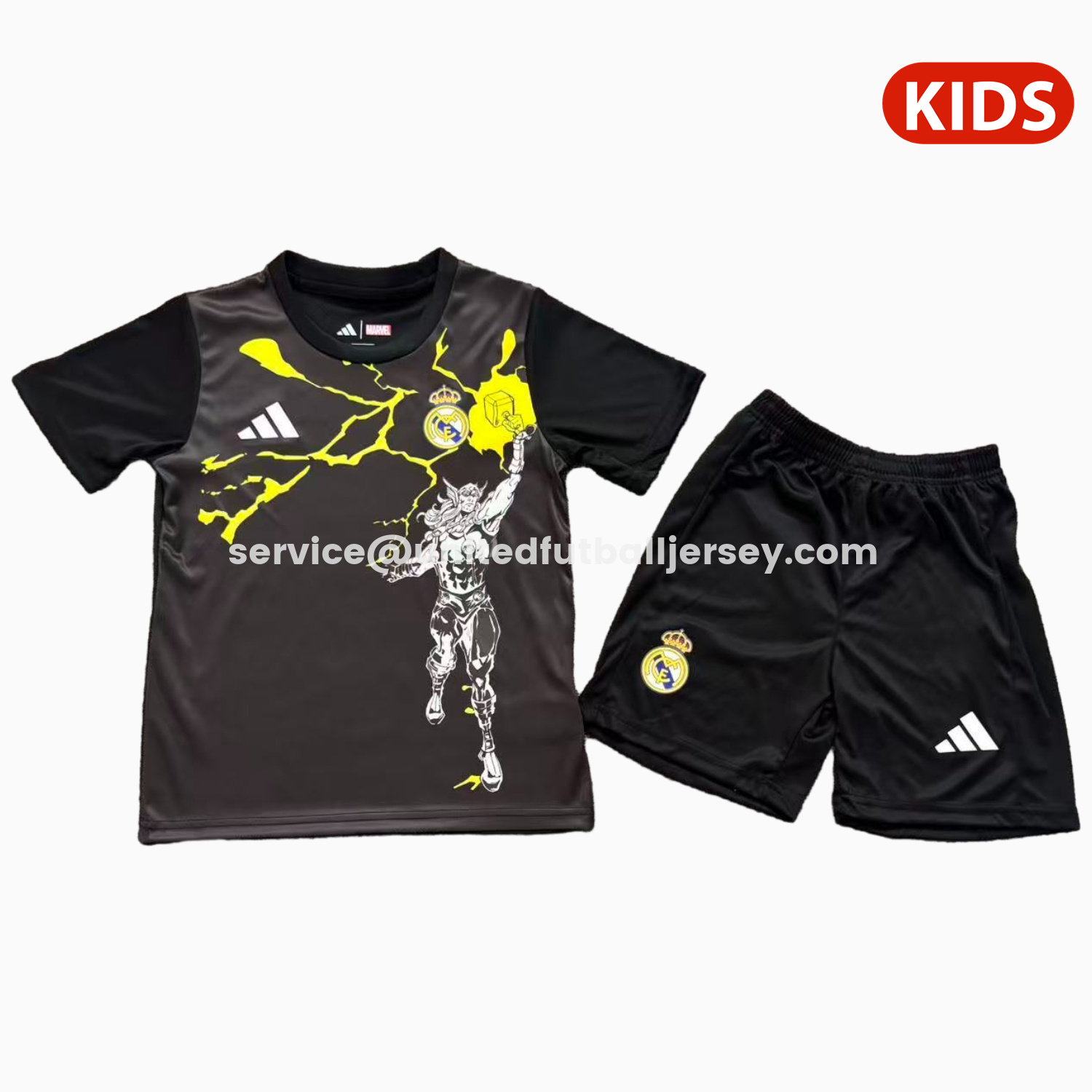 unitedfutballjersey-Real Madrid 25-26 Black Thunder Comics Special Kids Kit