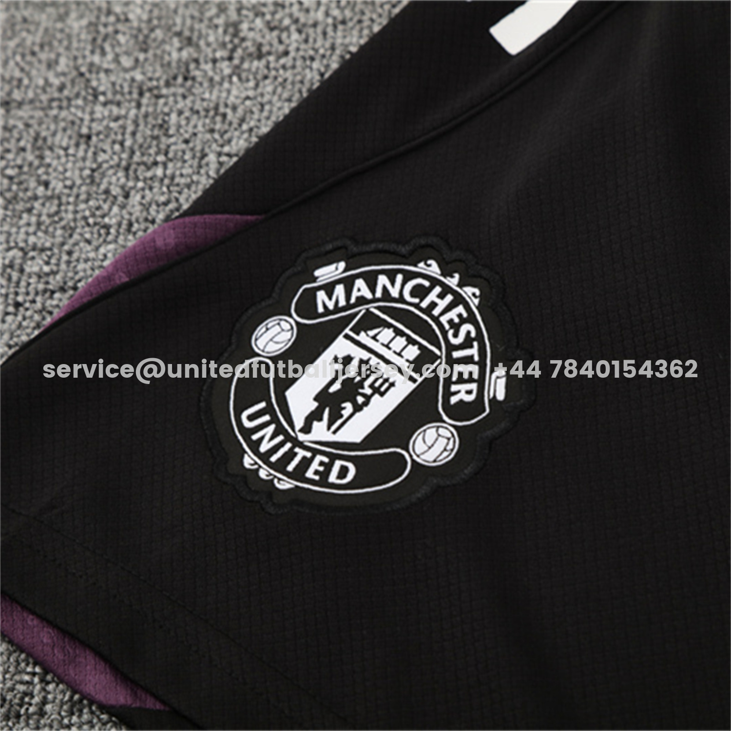 unitedfutballjersey-Manchester United 25-26 Short-Sleeve Training Set - White Purple Top & Black Shorts