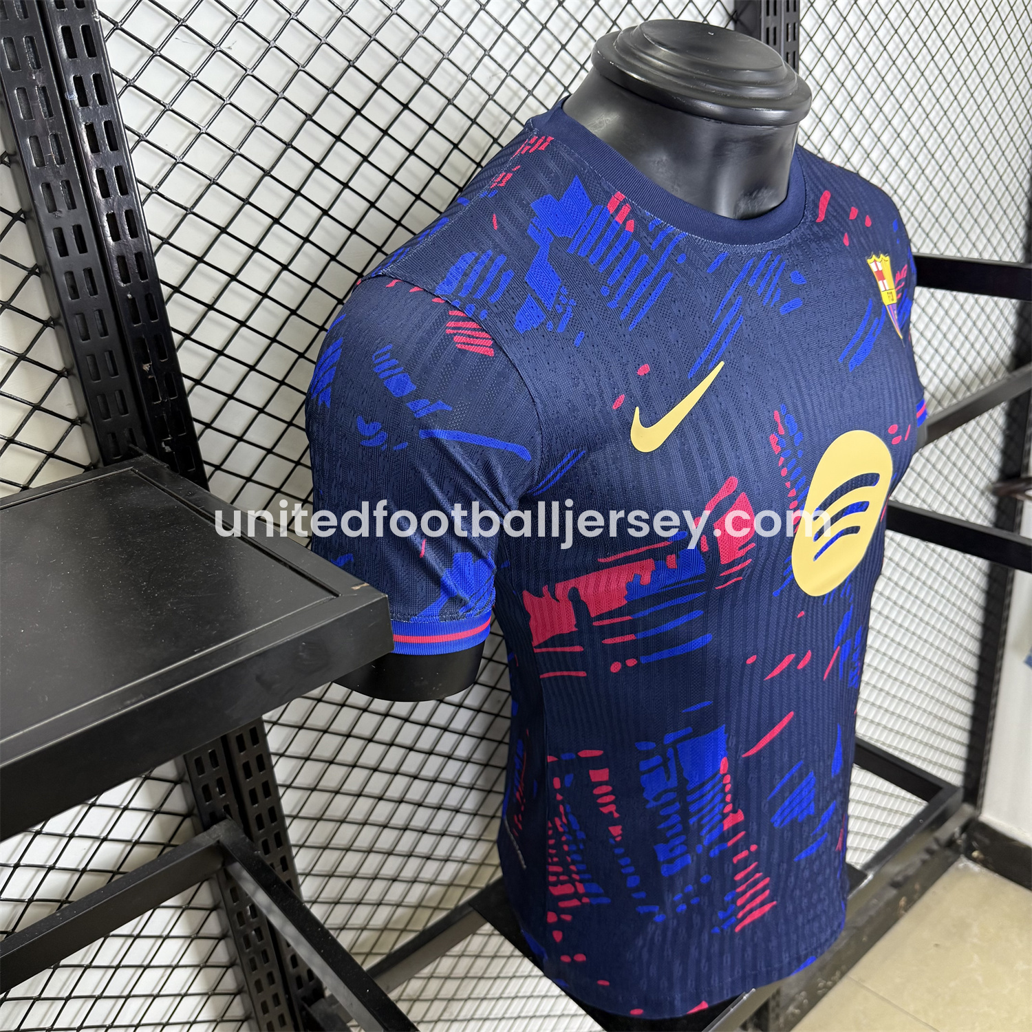 unitedfutballjersey-Barcelona 25-26 Red and Blue Graffiti Deep Blue Jersey - Player Version