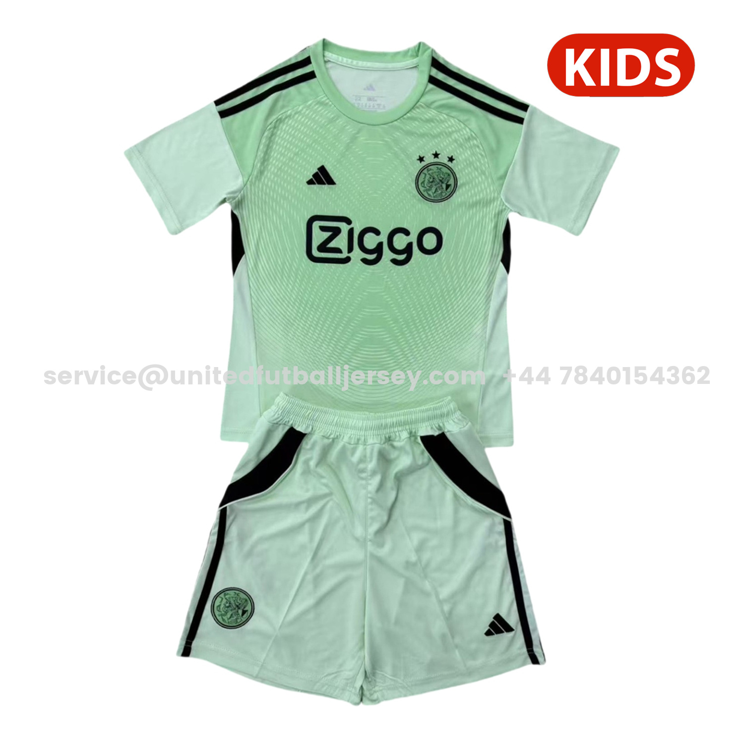 unitedfutballjersey-Ajax 25-26 Green Goalkeeper Kids Kit