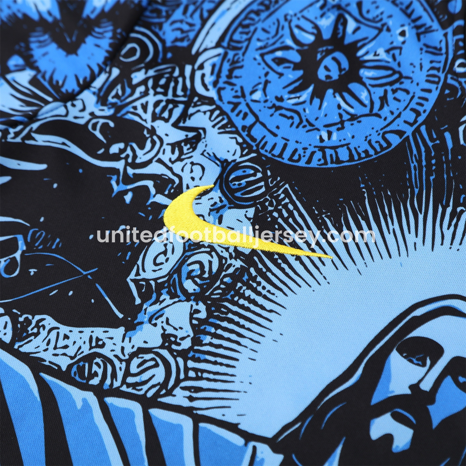 unitedfutballjersey-Brazil 25-26 Blue Jesus Statue Short-Sleeve Training Set - Blue Top & Black Shorts