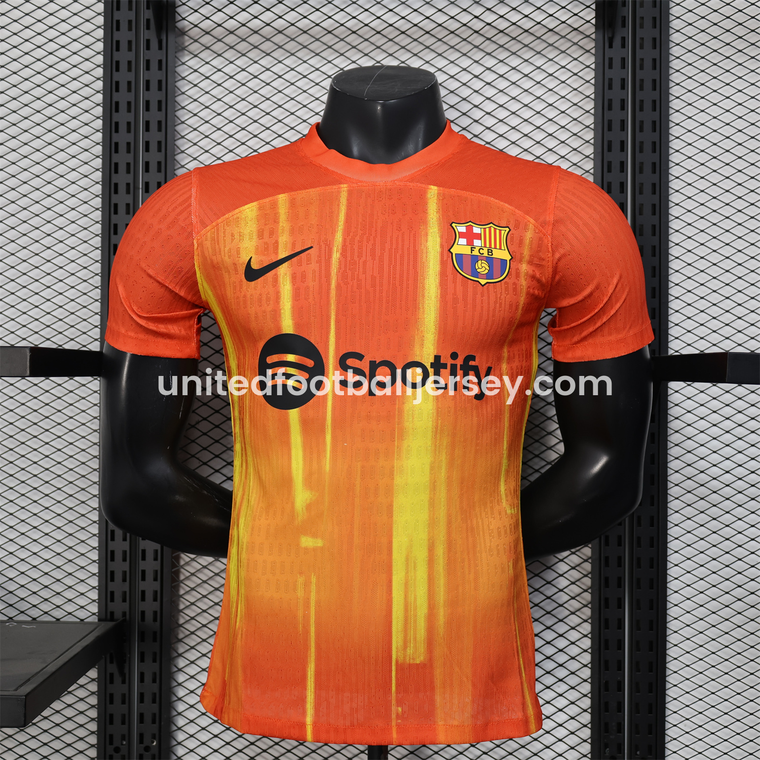 unitedfutballjersey-Barcelona 25-26 Spotify Orange & Yellow Special Jersey - Player Version