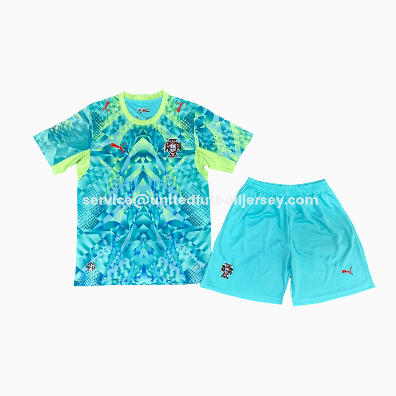 unitedfutballjersey-Portugal 2026 Goalkeeper Green Kids Kit