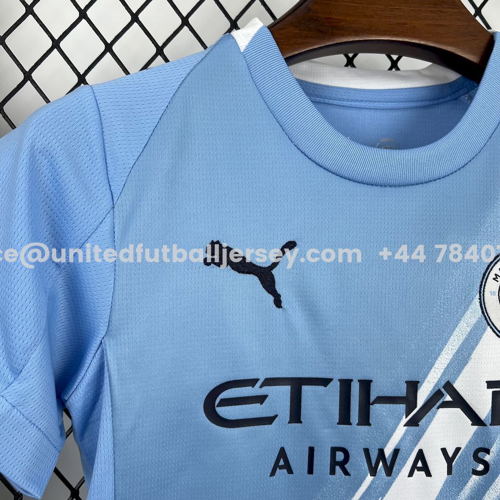 unitedfutballjersey-Manchester City 25-26 Home Kids Kit