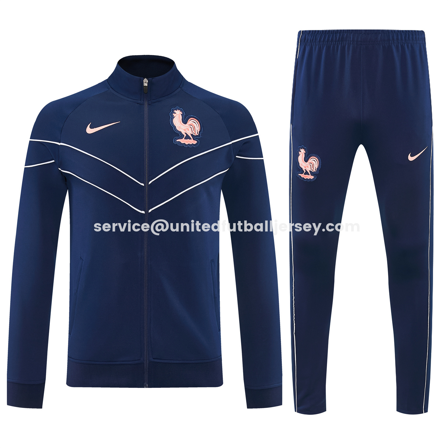 unitedfutballjersey-France 2026 Jacket Training Tracksuit - Dark Blue Jackets & Pants