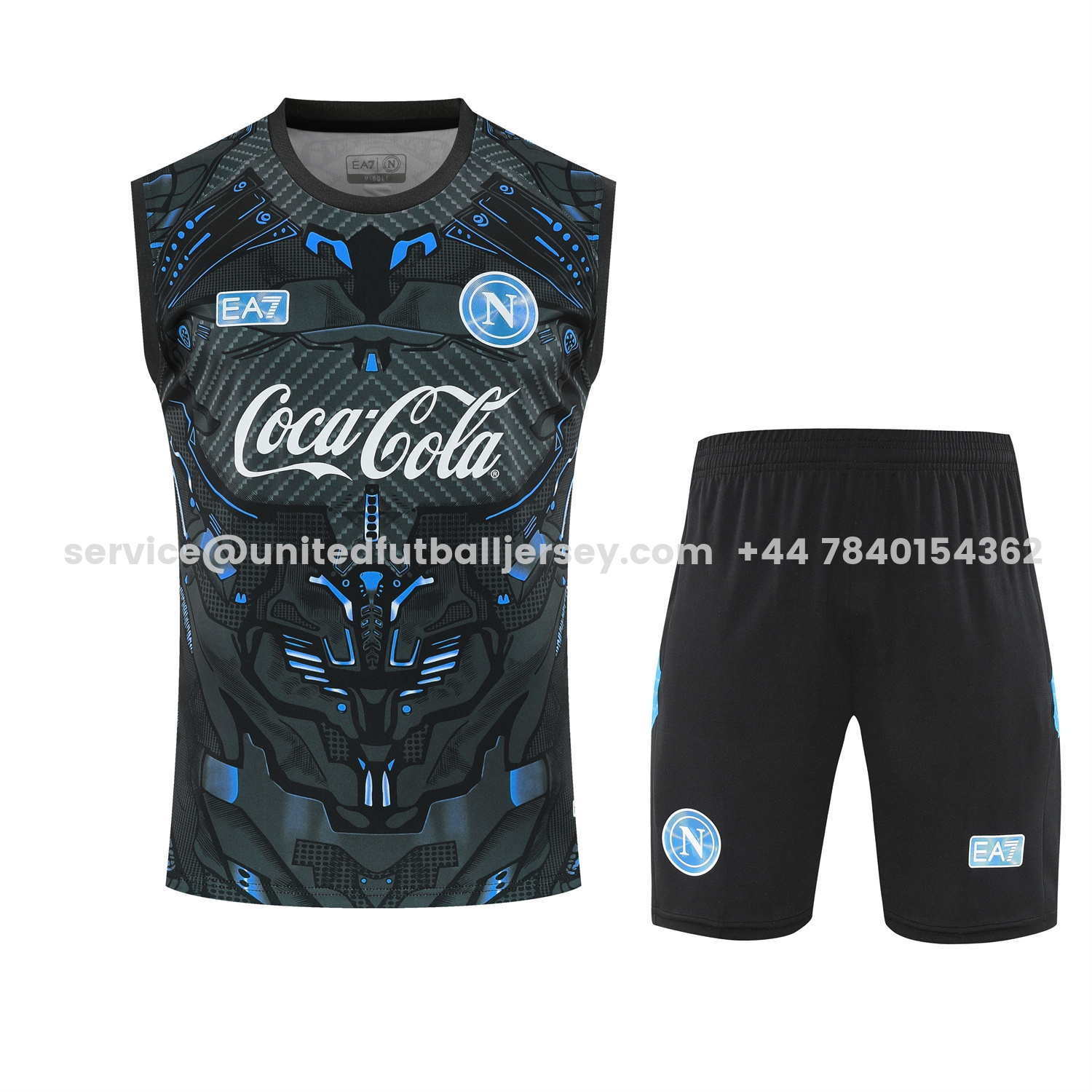 unitedfutballjersey-Napoli 25-26 Vest Training Set - Black Mecha Vest & Black Shorts