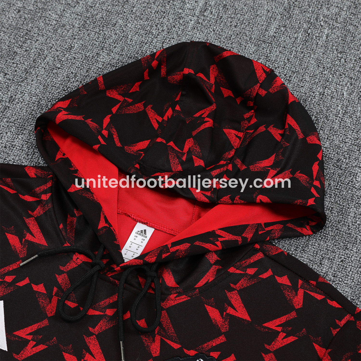 unitedfutballjersey-Manchester United 24-25 Pre-Match Home Traning Hoodie Set - Red Top and Black Pants