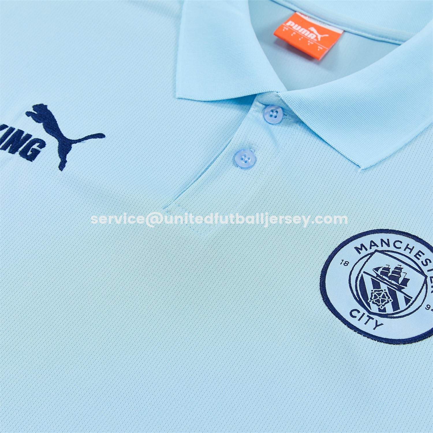 unitedfutballjersey-Manchester City 25-26 POLO Short-Sleeve Training Set - Light Blue Top and Dark Blue Pants