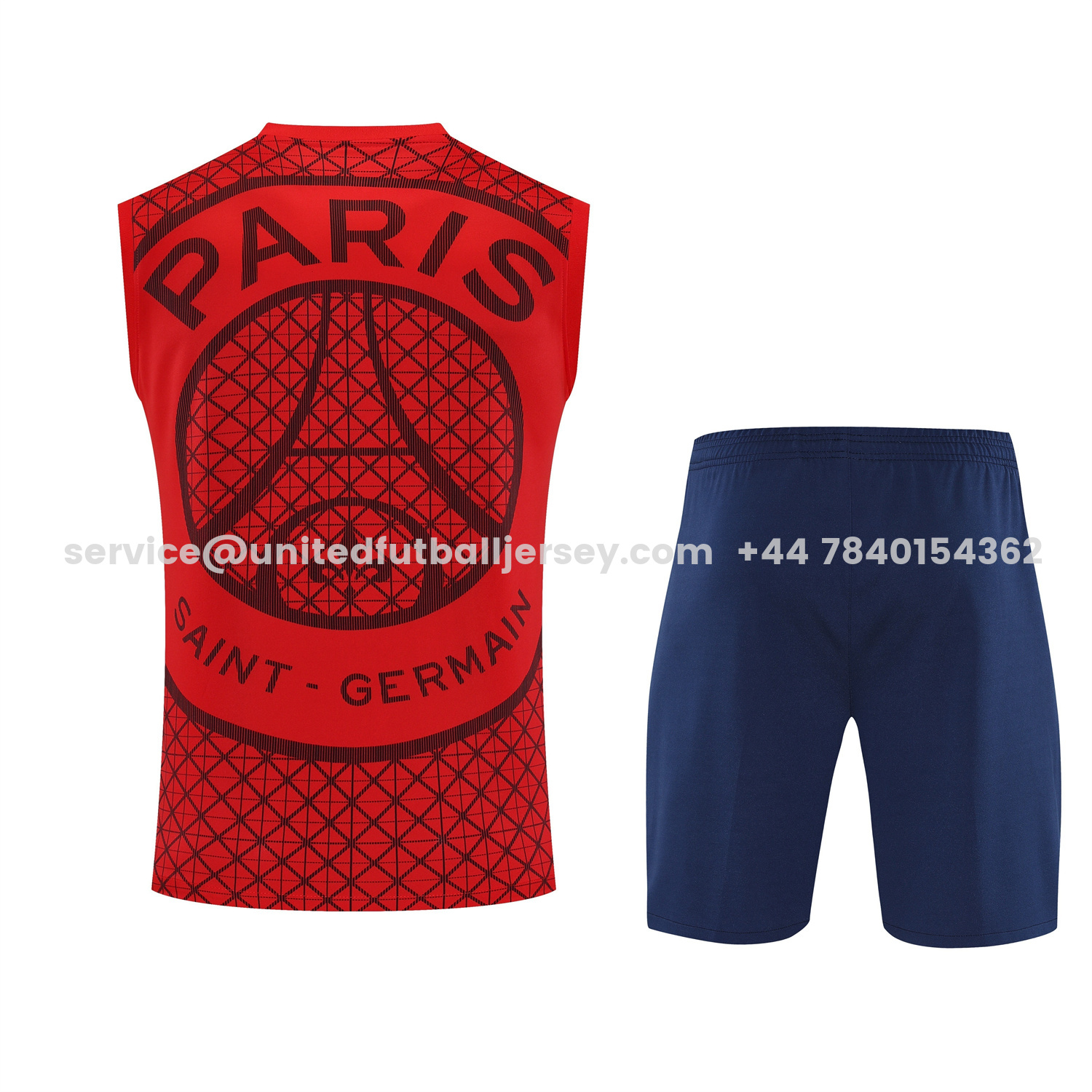 unitedfutballjersey-Paris Saint-Germain PSG 25-26 Vest Training Set - Red Vest & Deep Blue Shorts