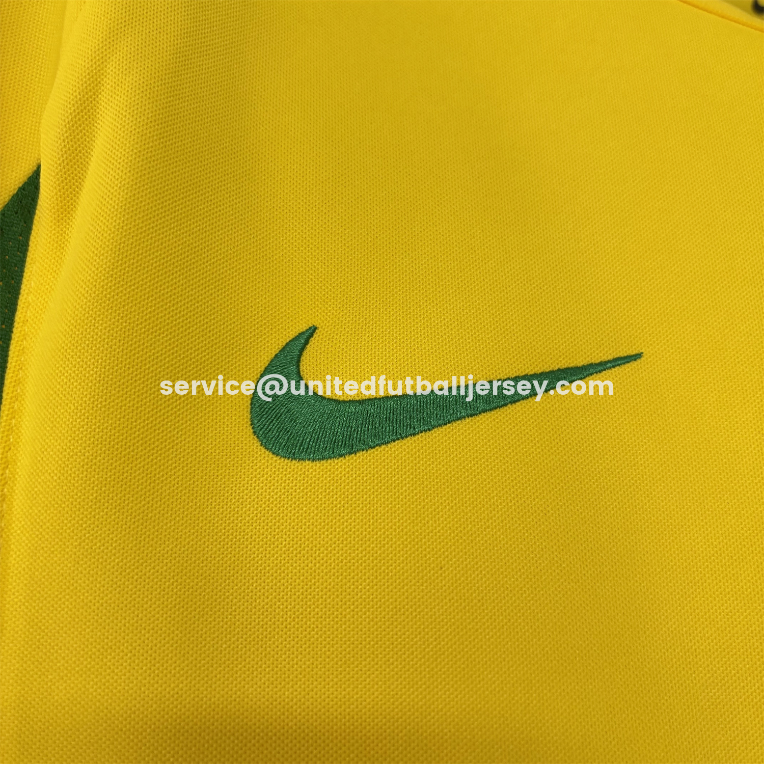 unitedfutballjersey-Retro Brazil 2002 Home Long Sleeves Jersey