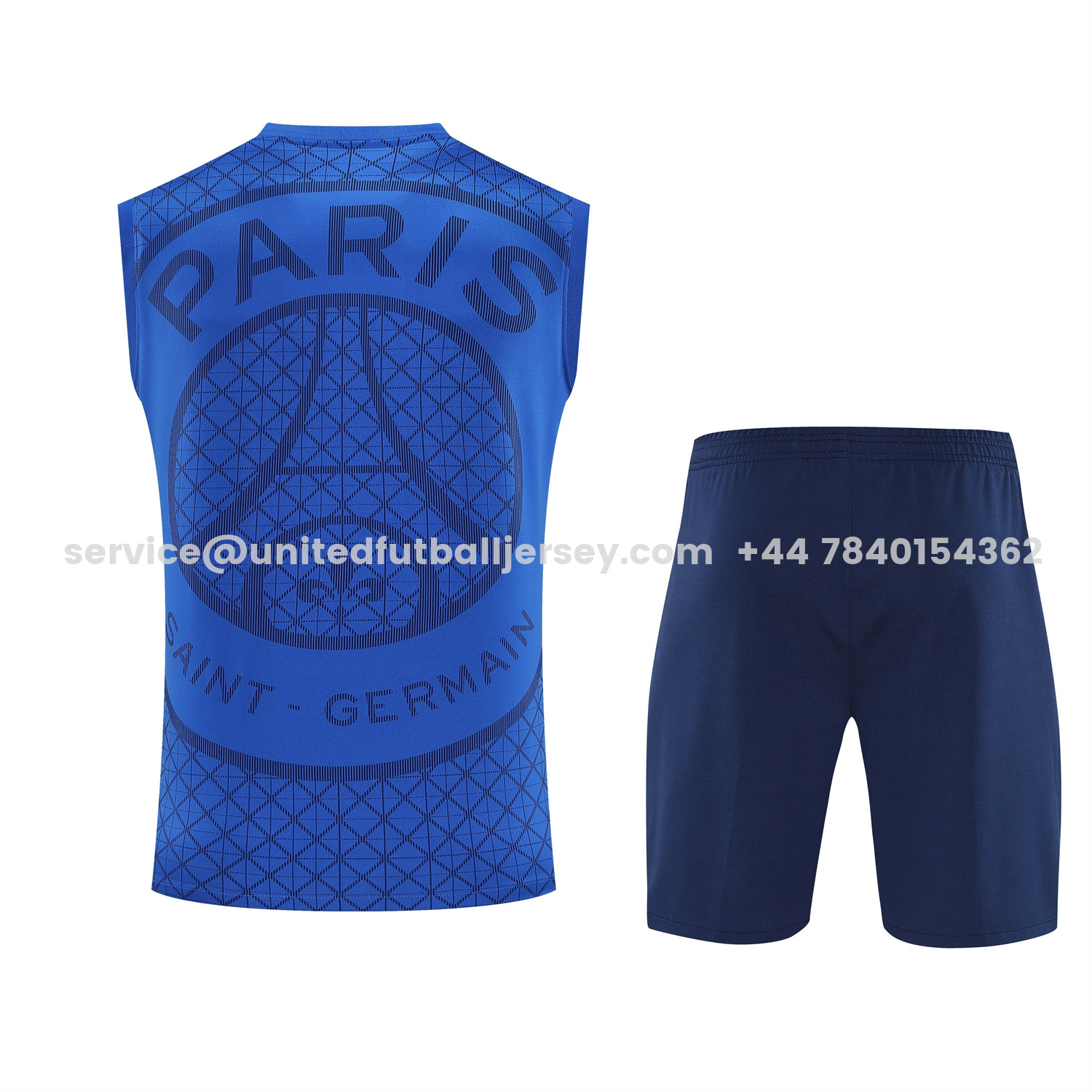 unitedfutballjersey-Paris Saint-Germain PSG 25-26 Vest Training Set - Ocean Blue Vest & Deep Blue Shorts